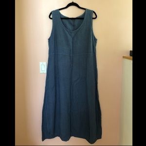 Cut Loose sleeveless linen dress, blue